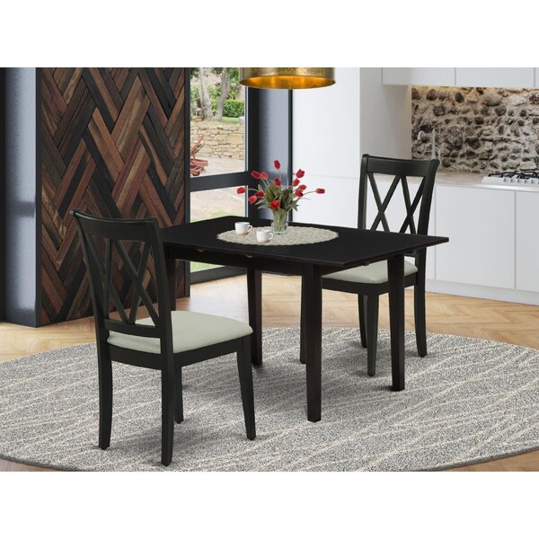 East West Furniture 3 Piece Norfolk Mid Century Dining Table Set - Black NOCL3-BLK-C - main